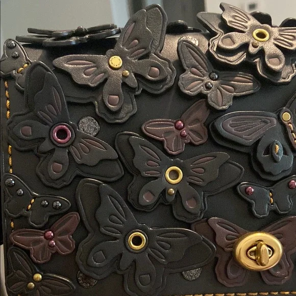 Rare Coach Black Butterfly Appliqué Dinky - Picture 8 of 9